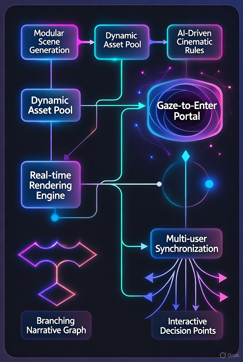 插图2B: 多人同步场景渲染效果,未来主义蓝色调
