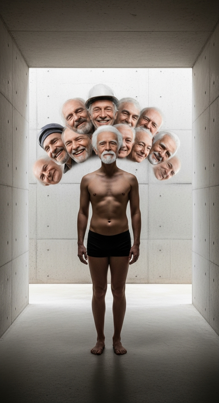 An unsettling family portrait showing subtle corruption of identity